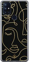 Casimoda® hoesje - Geschikt voor OnePlus Nord N10 5G - Abstract Faces - TPU - Backcover - Zwart - Geometrisch patroon