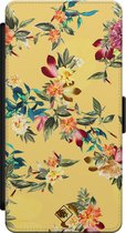 Casimoda® bookcase - Geschikt voor Samsung Galaxy S21 - Hoesje met pasjeshouder - Bloemen geel flowers - Geel - Kunstleer