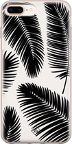 Casimoda® hoesje - Geschikt voor iPhone 8 Plus - Palm Leaves Silhouette - Siliconen/TPU telefoonhoesje - Backcover - Planten - Zwart