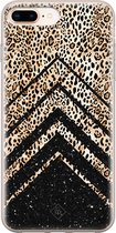 Casimoda® hoesje - Geschikt voor iPhone 8 Plus - Chevron Luipaard - Siliconen/TPU telefoonhoesje - Backcover - Luipaardprint - Zwart