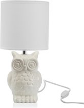 Versa Home - Tafellamp - Bureaulamp - Sfeerlamp - Uil - Wit - Keramisch - 16 x 16 x 32,5 cm