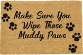 MadDeco - kokos deurmat - Make sure you wipe those muddy paws - duurzaam gemaakt in europa - 60 x 40 cm