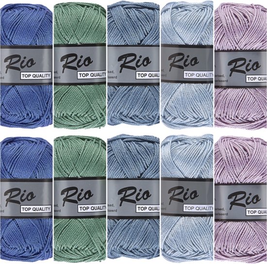 Jeans vintage kleuren katoen garen pakket - 10 bollen Lammy yarns Rio