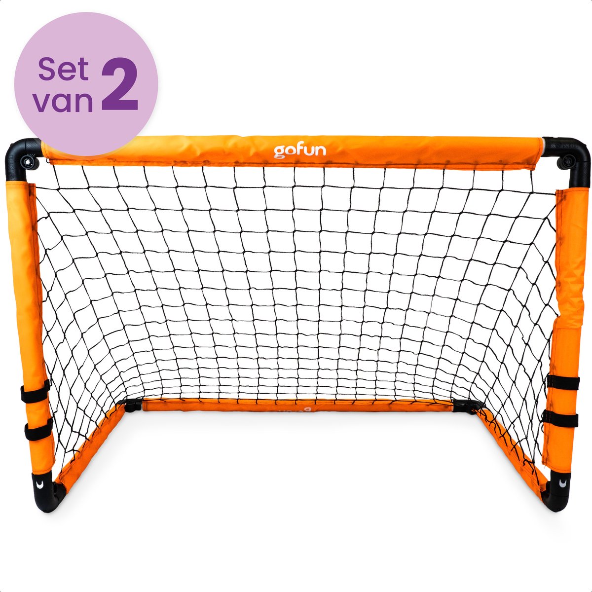 Gofun Voetbaldoel set van 2 – Voetbaldoeltjes – Voetbalgoal – Voetbalgoals voor kinderen – Opvouwbaar – 90 x 60 x 60 cm – Zwart/Oranje