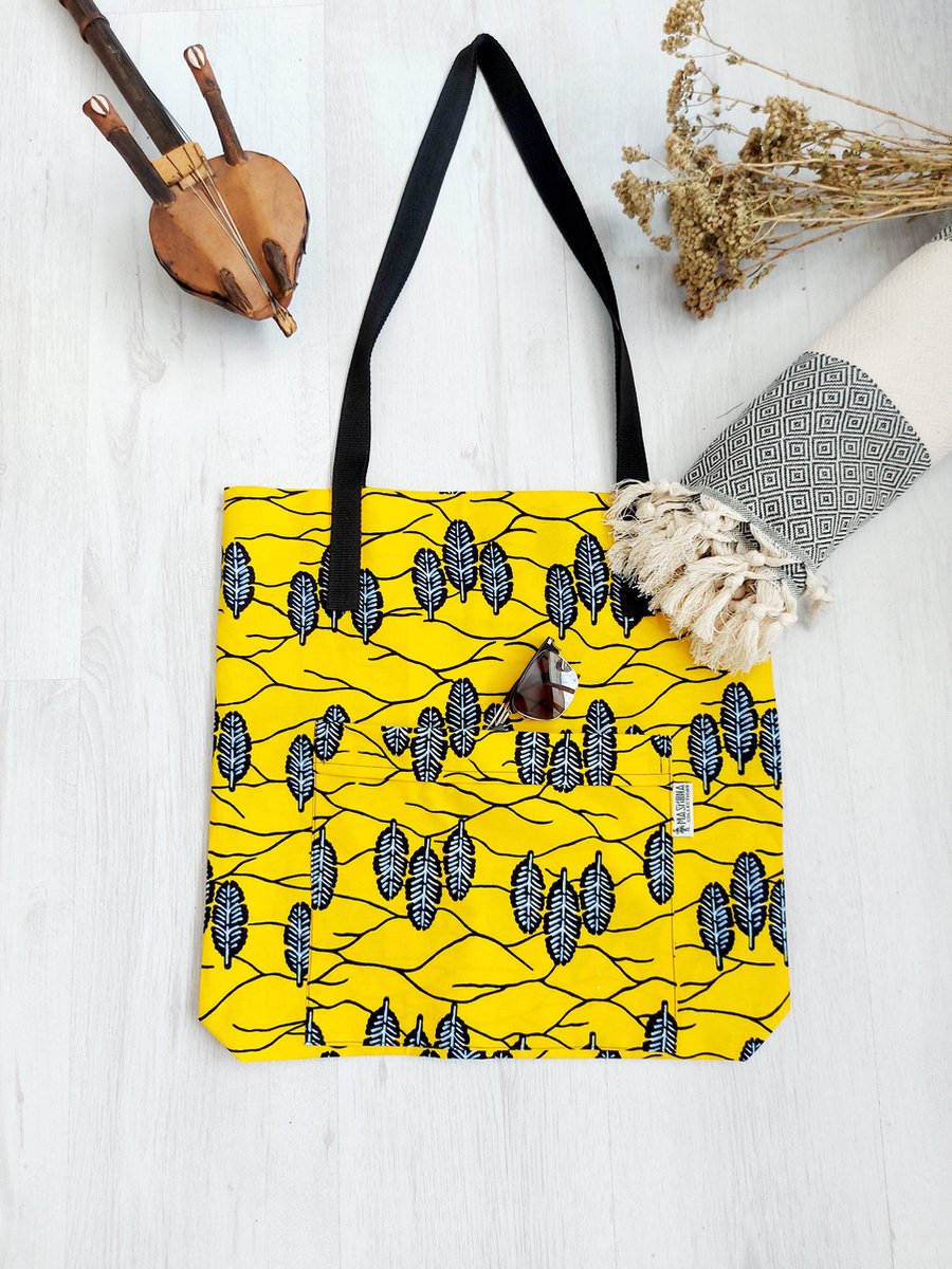 Handgemaakte draagtas met Afrikaanse print | Strandtas