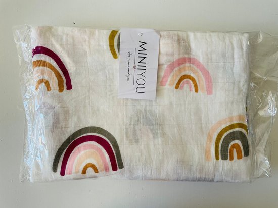 Hydrofiele doek XL - 120x120 cm - Regenboog - Baby Inbakerdoek van Jollein — afbeelding 2