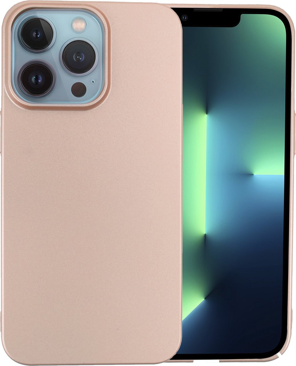 Shieldcase geschikt voor Apple iPhone 14 Pro ultra thin case - rosé goud - Dun hoesje - Ultra dunne case - Backcover hoesje - Shockproof dun hoesje iPhone
