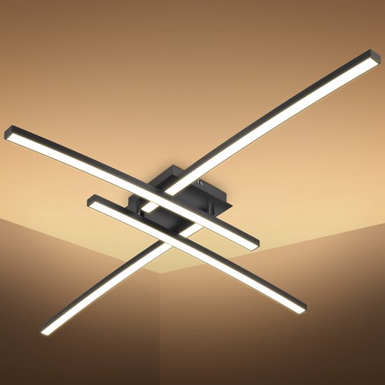 B.K.Licht - Zwarte LED Plafondlamp - draaibar - voor binnen - plafonnière - woonkamer - 3.000K - 2.200Lm - 20W
