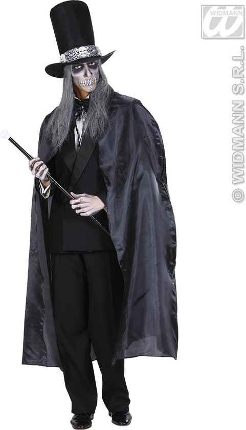 Widmann - Zwarte Cape 130 Centimeter - Zwart - One Size - Halloween - Verkleedkleding