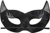 Widmann - Leeuw & Tijger & Luipaard & Panter Kostuum - Sexy Oogmasker Fluweel Zwarte Panter Met Glitters - Zwart - Carnavalskleding - Verkleedkleding