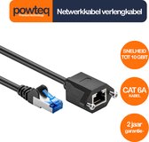 Powteq - 1 meter netwerk verlengkabel - 10 GBIT - Premium koperen kern - Afgeschermd - Cat 6A S/FTP (PiMF) - Zwart - Geen signaalverlies