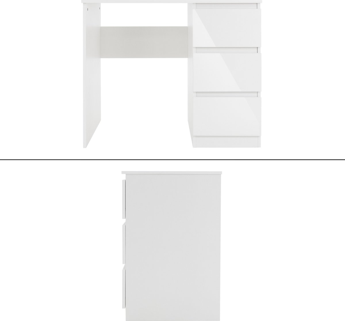 Bureau met drie lades, 90 x 76 x 50 cm, wit, van spaanplaat ML-Design thumbnail 3