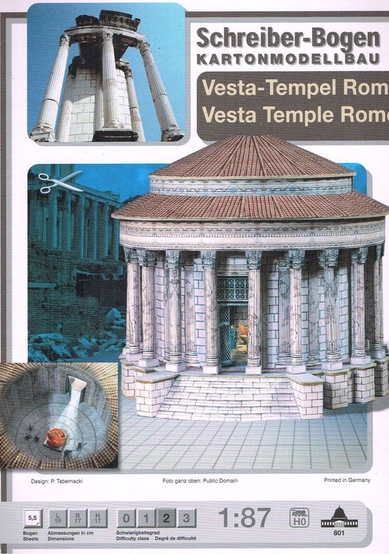 scheiber bogen Vesta tempel van Rome - Bouwplaat schaal HO 1:87