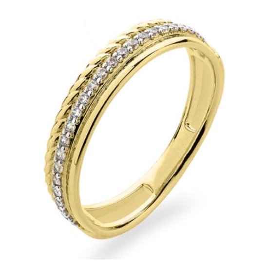 Schitterende 14 Karaat Gouden Ring Luxe Design met Zirkonia's 17.75 mm. (maat 56) |Damesring|Aanzoek