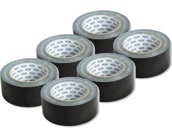 Duct Tape Reparatie - 50mm x 25m - 6 Rollen - Versterkte Ducktape - Zwart