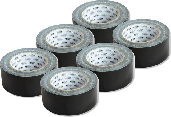 Duct Tape Reparatie - 50mm x 25m - 6 Rollen - Versterkte Ducktape - Zwart