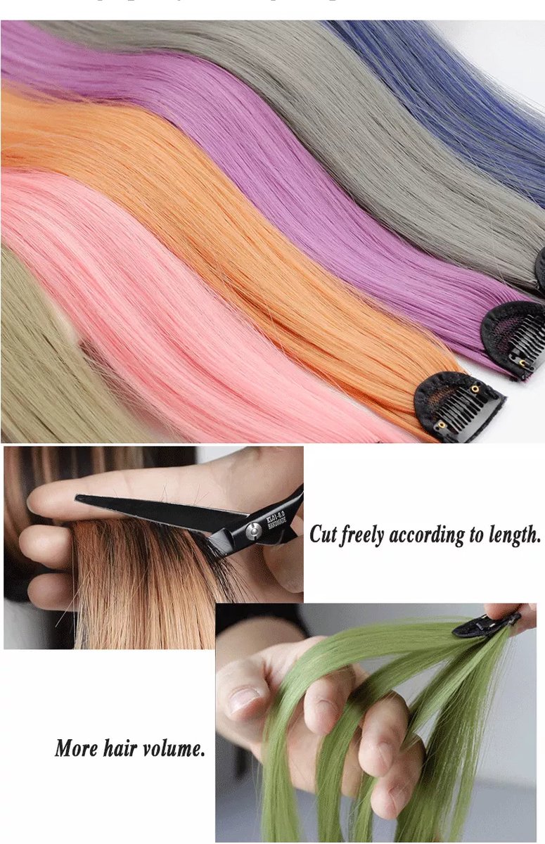 Prachtig gekleurde haarverlenging- Gekleurde haarverlenging- Lang en Zacht-Veilig en Onmerkbaar-Geef een vonk aan je look|poppy/ R 72