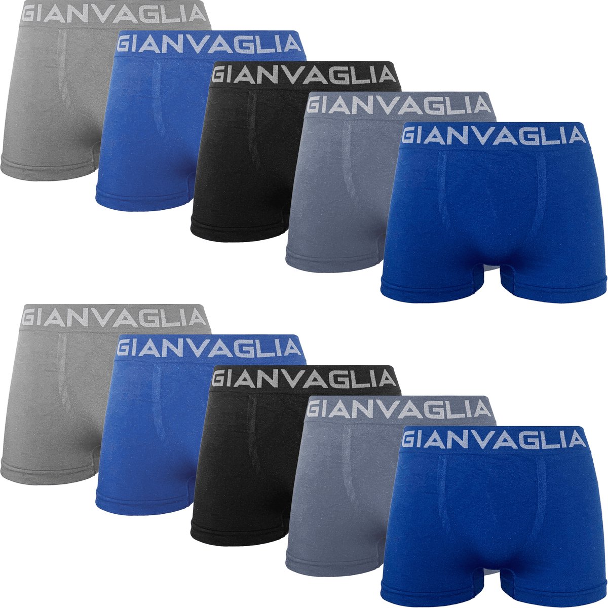 Microfiber Heren Boxershort - 10-pack - Blauw Grijs Zwart - Maat M/L - Heren Ondergoed - Merkloos