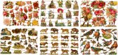 Poëzieplaatjes - 6 vellen - plaatjes - hobby - creatief - decoupage - knutselen - scrapboek met bloemen - kikkers - honden - wilde dieren - vogels