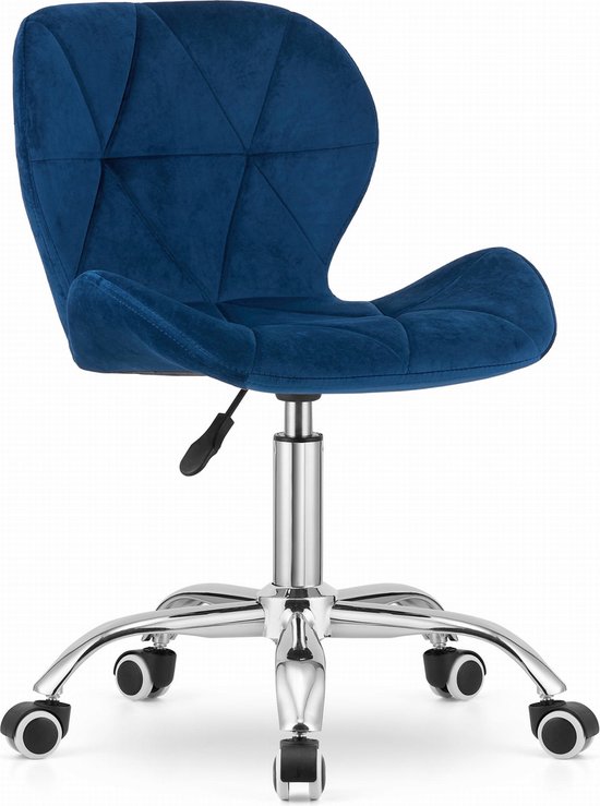 AVOLA - Chaise de bureau - ergonomique - velours - bleu