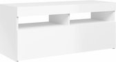 Meuble TV avec éclairage LED 90x35x40 cm blanc brillant