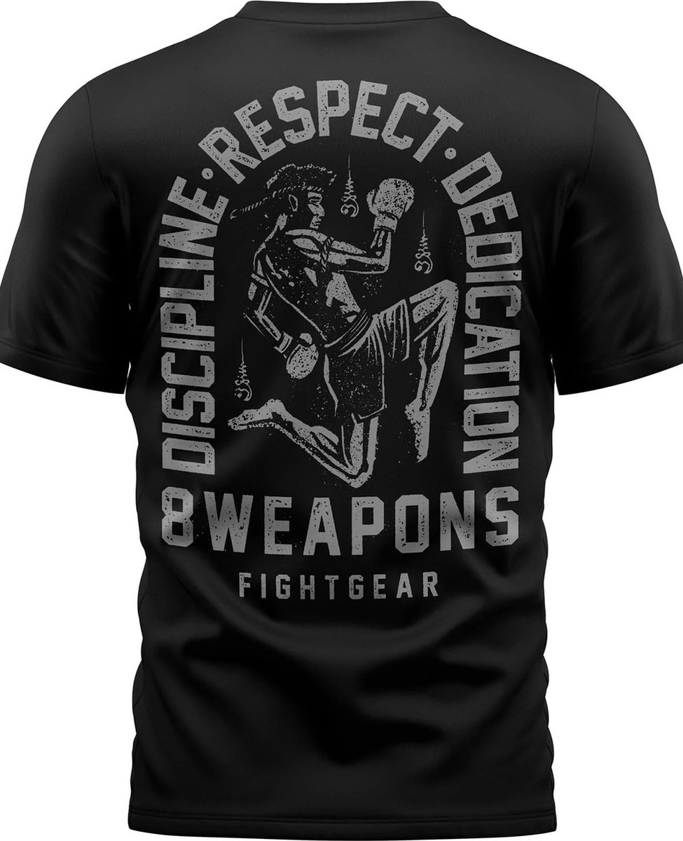 8 WEAPONS Muay Thai T-Shirt Tombstone Zwart Grijs maat XXL