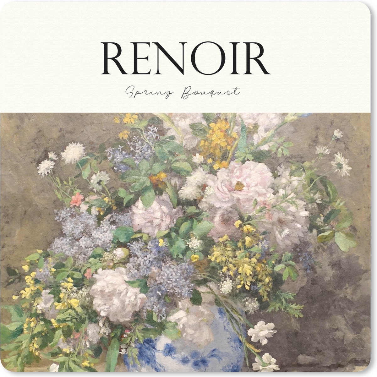 Muismat 30x30 cm - Mousepad Bloemen - Renoir - Boeket - Kunst - Muismatten