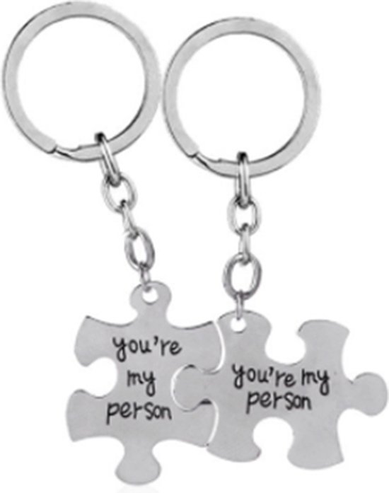 Bixorp Friends Friendship Keychain for 2 with Puzzle Pieces Silver Color - Best Friends BFF Gift for Her