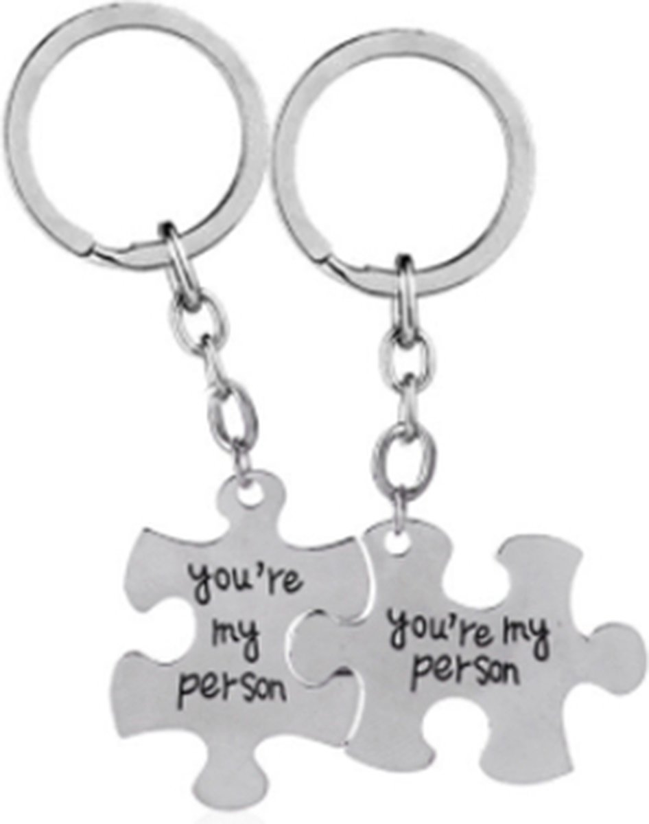 Bixorp Friends Vriendschap Sleutelhanger voor 2 met Puzzelstukjes Zilverkleurig - Best Friends BFF Cadeau voor haar