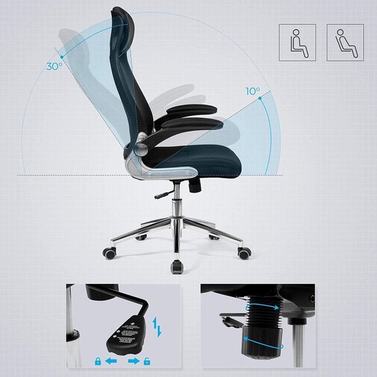 Chaise de Bureau Ergonomique avec Appui-Tête - Réglable en Hauteur -  Inclinable 
