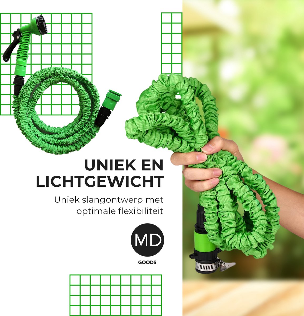 MD-goods® Uitrekbare Tuinslang tot 30 Meter - Tuinsproeier - Tuin Besproeien - Waterslang - Flexibel Elastisch thumbnail 2