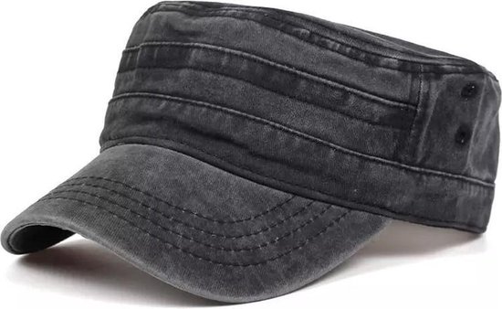 Foto: Army pet denim maat 56 60 leger pet outdoor cuba cap zonneklep zonnehoed grijs zwart