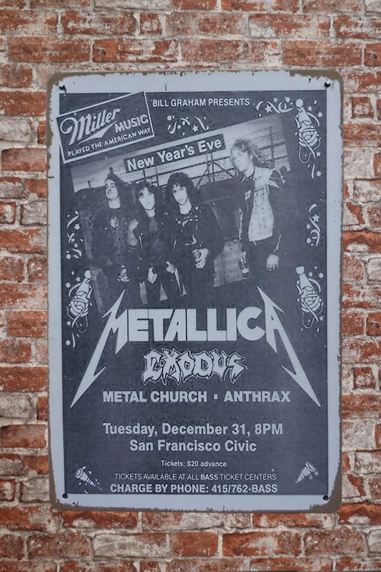Wandbord - Metallica - Metalen wandbord - Mancave - Mancave decoratie - Retro - Metalen borden - Metal sign - Bar decoratie - Tekst bord - Wandborden – Bar - Wand Decoratie - Metalen bord - UV best