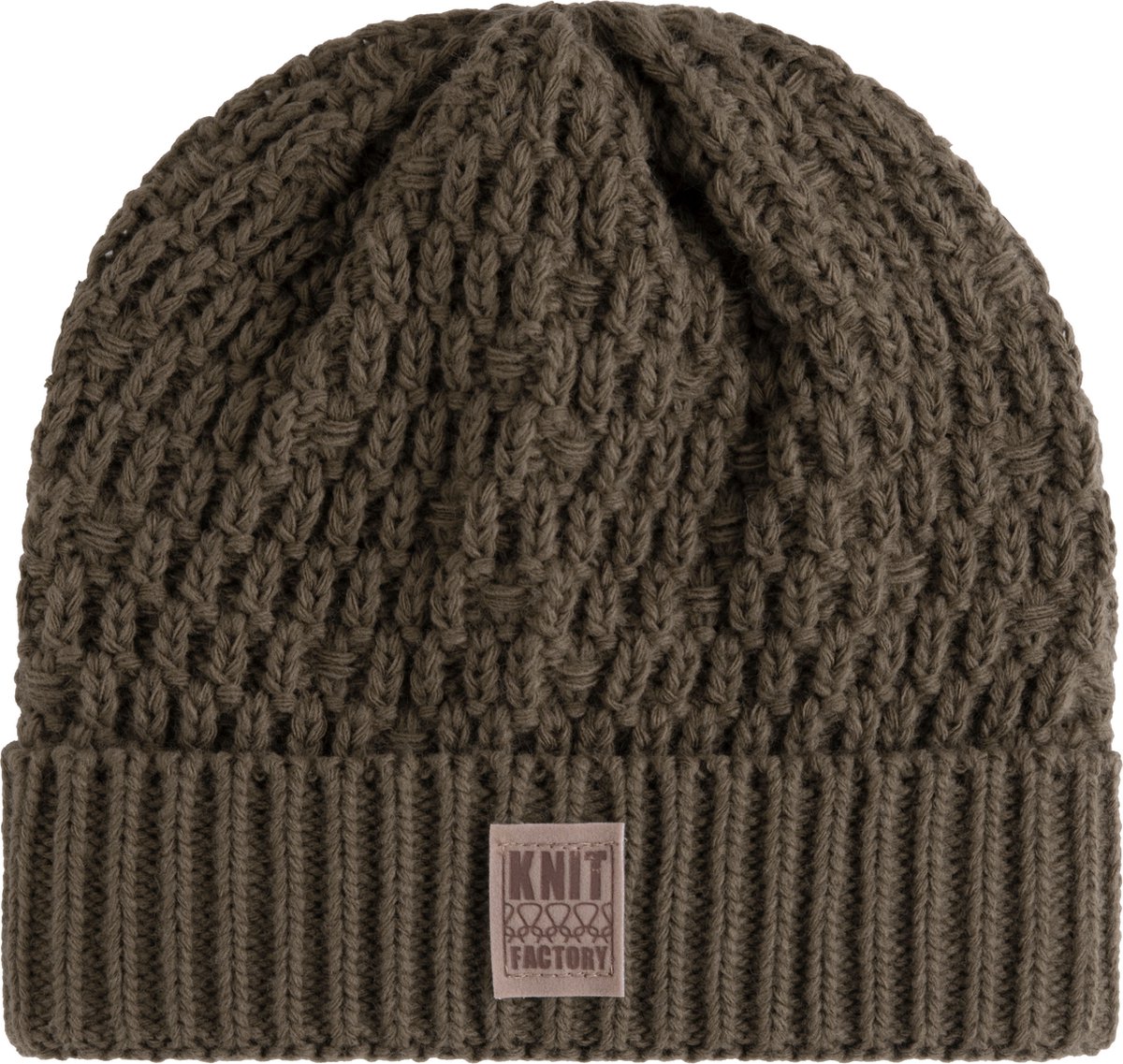 Knit Factory Jaida Gebreide Muts Heren & Dames - Beanie hat - Cappuccino - Warme bruine Wintermuts - Unisex - One Size