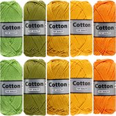 Cotton eight groen/ geel kleuren - katoengaren pakket - 10 bollen