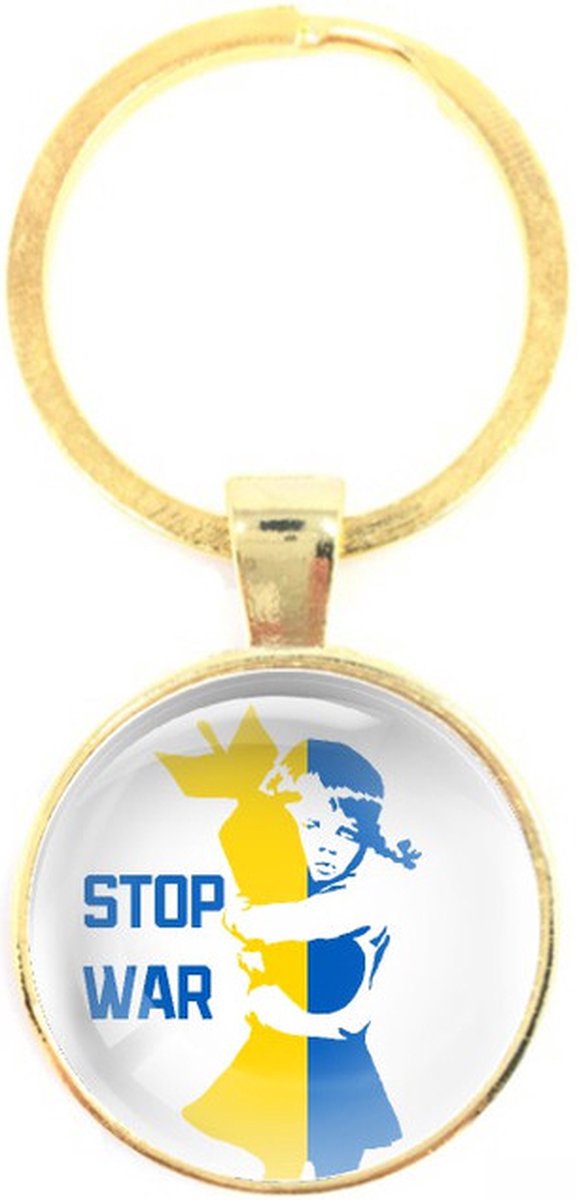 Sleutelhanger Glas - Stop War - Oekraine