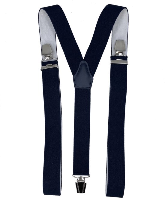 XXL bretel Donkerblauw met brede extra sterke stevige clips