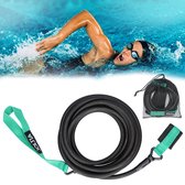 JOLTIA  - Premium Zwemelastiek 500+ - Zwemtraining - Zwem elastiek met weerstand - Resistance cords - Voor Volwassenen - Zwembad - Zwemelastieken met Riem - Weerstandsband - Weerstandstube - Trainingsbanden - 4 meter - Zwart/Groen - Incl. Opbergzakje