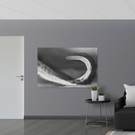 WallClassics - Panneau en mousse PVC - Grand spectacle aérien en Zwart et Wit - Photo 150x100 cm sur panneau en mousse PVC