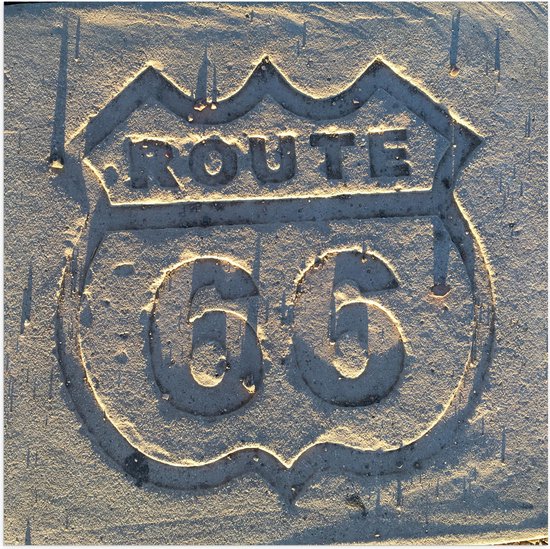 WallClassics - Poster (Mat) - Route 66 Steen - 50x50 cm Foto op Posterpapier met een Matte look