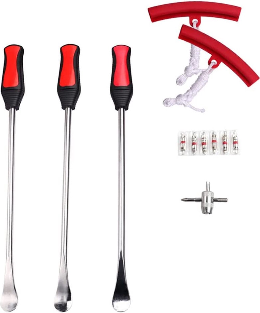 Kit Démonte-pneu Moto 31 Pièces – Avec Leviers, Protections Jante, Valves, Outils Valve. Pour Moto, Scooter, Vélo, Trottinette