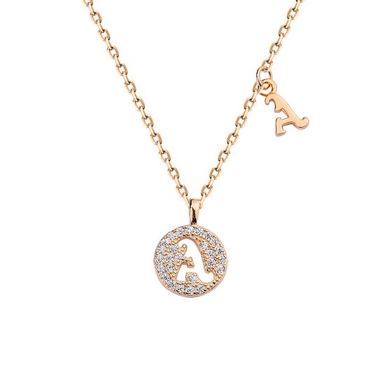 Ketting Glitter A - S925 Zilver met 18 karaats goud