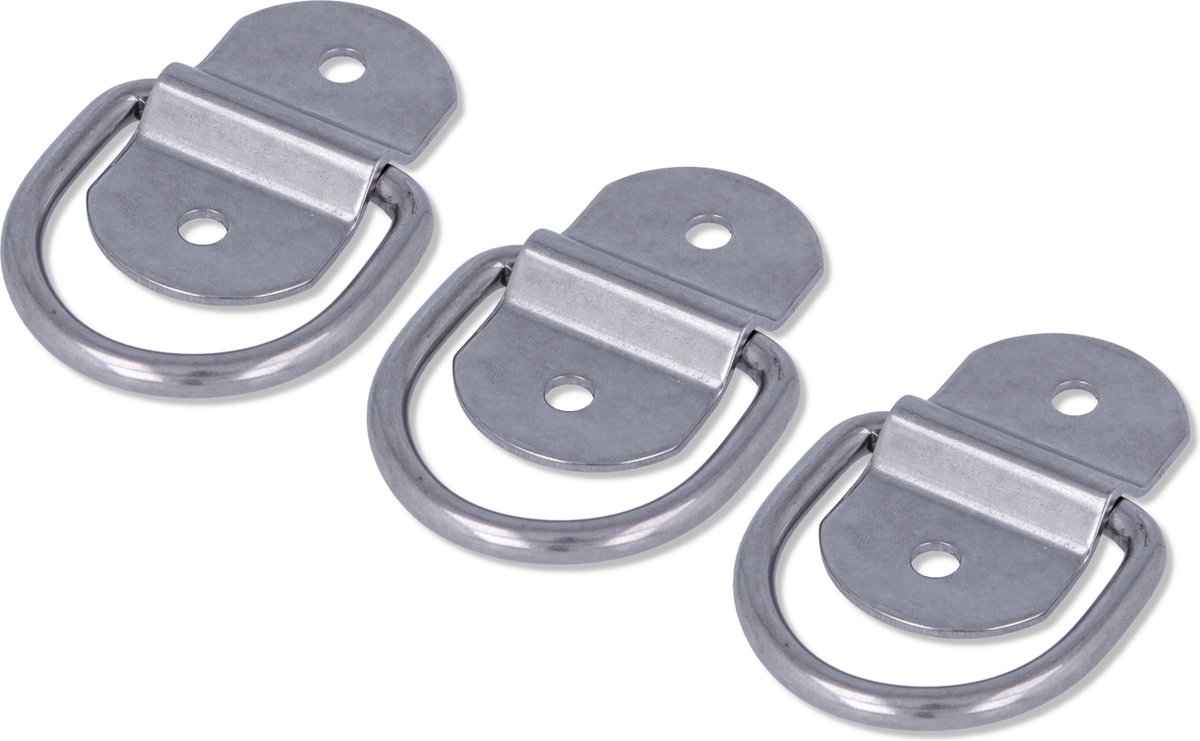 AMIG Oogplaat - 3 stuks - D-Ring Aanlegring - RVS AISI 316 - Sjoroog Groot Sterk Weerbestendig