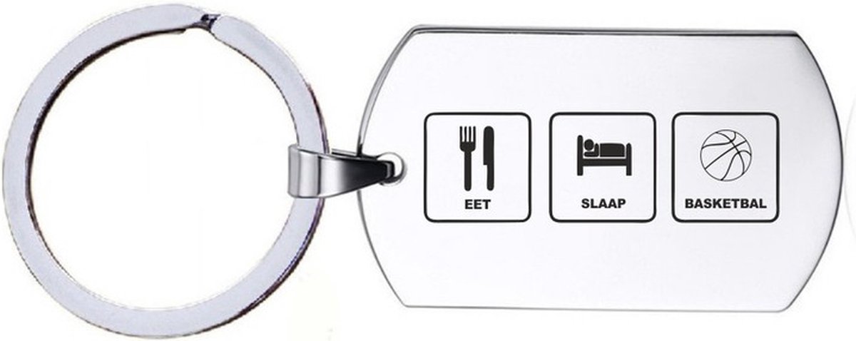 Sleutelhanger RVS - Eet Slaap Basketbal