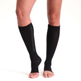 Steunkousen met rits - Compressiekousen - Compressie Sokken met Open Teen - Per Paar - Unisex - Zwart - L/XL