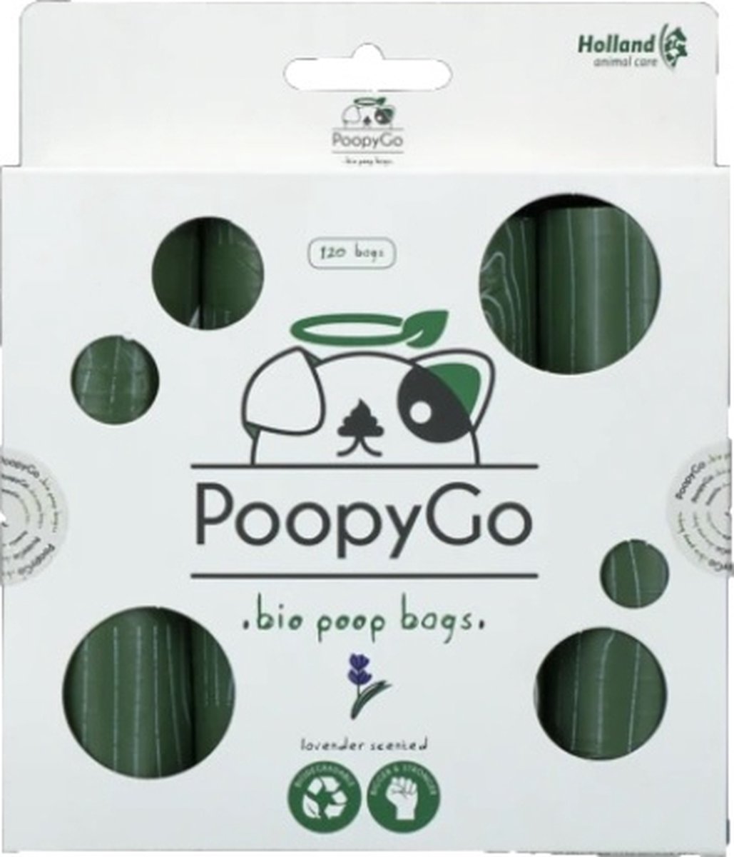 PoopyGo Eco friendly Lavendelgeur- poepzakjes- 4 verpakkingen -32 rolletjes- hondenpoepzakjes