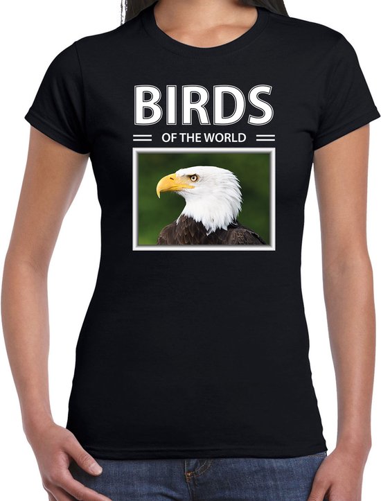 Dieren foto t-shirt Amerikaanse zeearend - zwart - dames - birds of the world - cadeau shirt Amerikaanse zeearenden  liefhebber XS