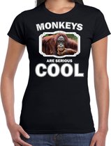 Dieren apen t-shirt zwart dames - monkeys are serious cool shirt - cadeau t-shirt gekke orangoetan / apen liefhebber M