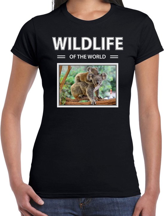 Dieren foto t-shirt Koala - zwart - dames - wildlife of the world - cadeau shirt koalabeer liefhebber XXL