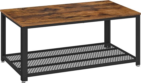 Vasagle salontafel in industrieel design, televisietafel, woonkamertafel, televisiekast met grote plank, verstelbare poten, beschermt de vloer, met metalen frame, stabiel, eenvoudig te monteren lct61x